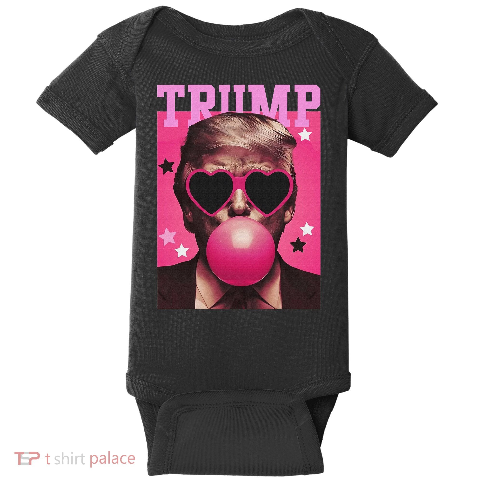 Funny Trump B.U.B.B.L.E Gum Sunglass Heart Baby Bodysuit