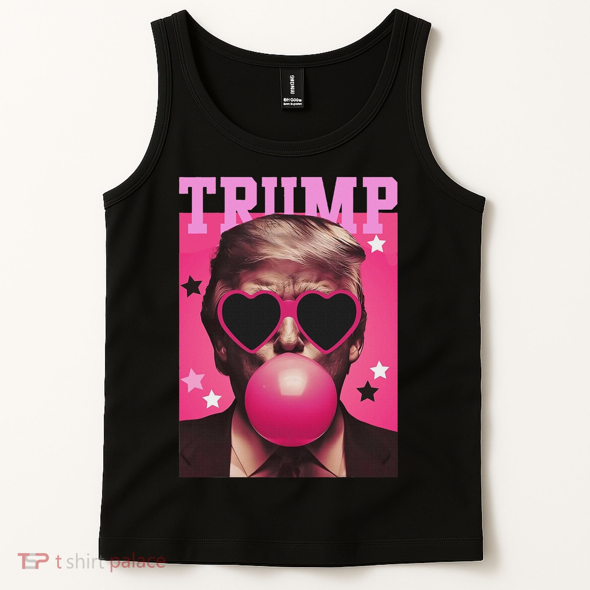 Funny Trump B.U.B.B.L.E Gum Sunglass Heart Tank Top