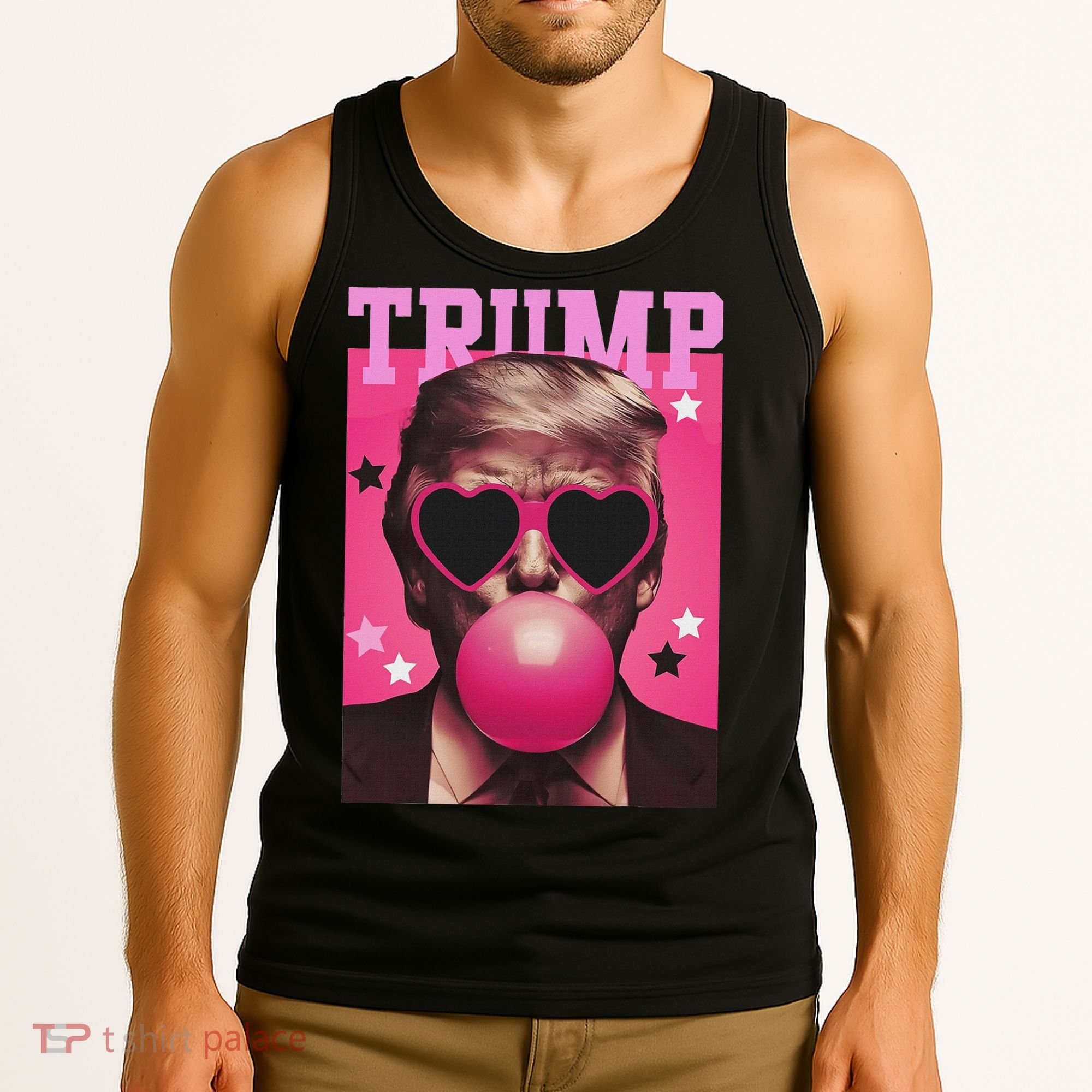 Funny Trump B.U.B.B.L.E Gum Sunglass Heart Tank Top
