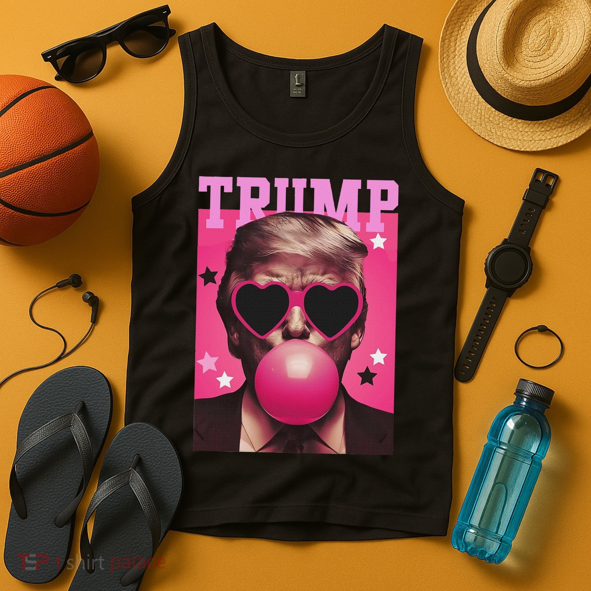 Funny Trump B.U.B.B.L.E Gum Sunglass Heart Tank Top