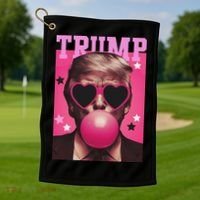 Funny Trump B.U.B.B.L.E Gum Sunglass Heart Golf Towel thumb 1