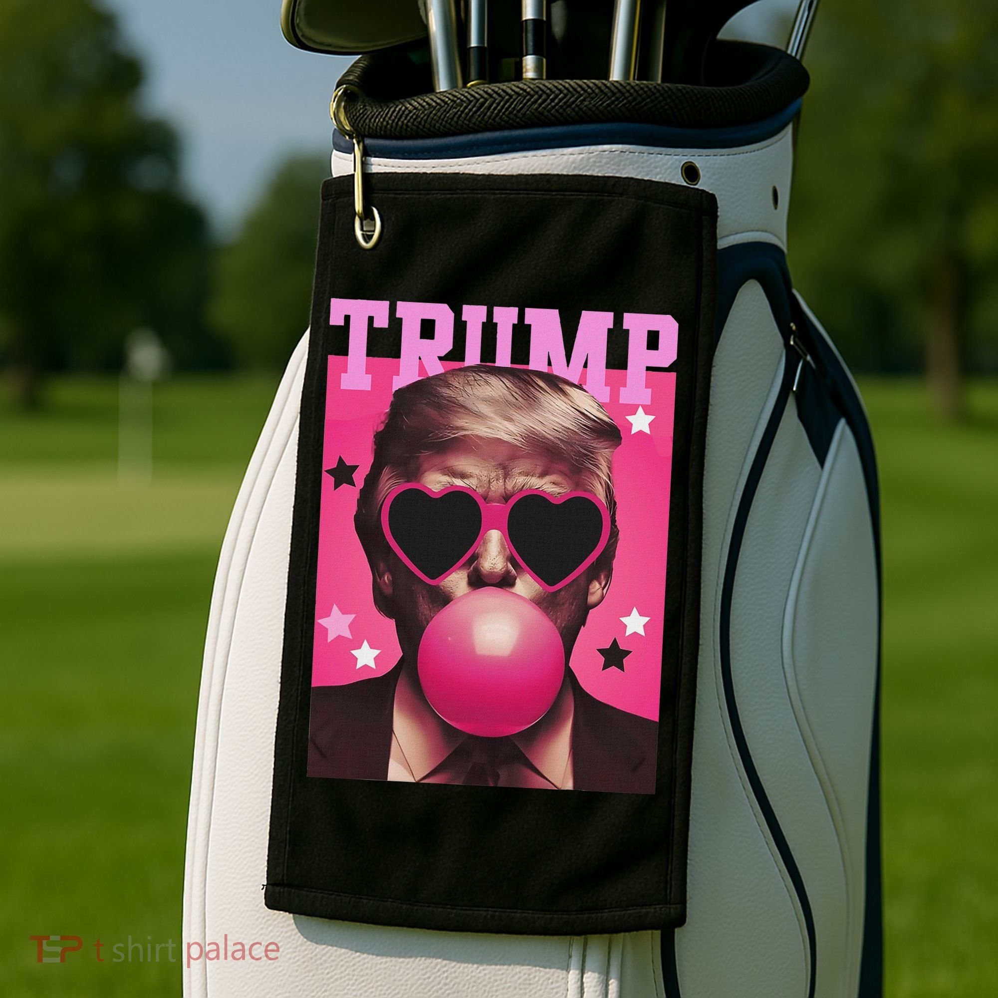 Funny Trump B.U.B.B.L.E Gum Sunglass Heart Golf Towel