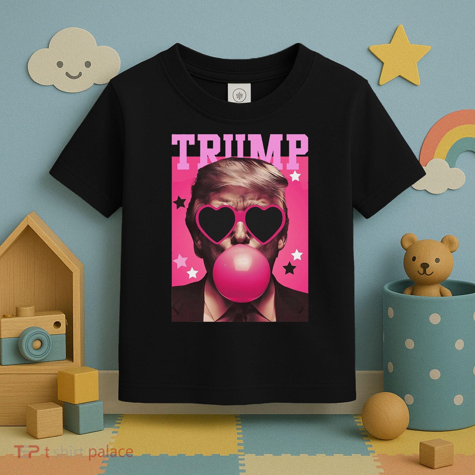 Funny Trump B.U.B.B.L.E Gum Sunglass Heart Toddler T-Shirt