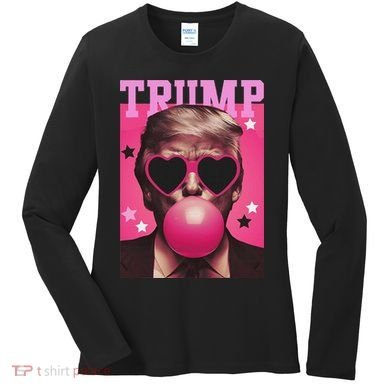 Funny Trump B.U.B.B.L.E Gum Sunglass Heart Women's Long Sleeve Shirt
