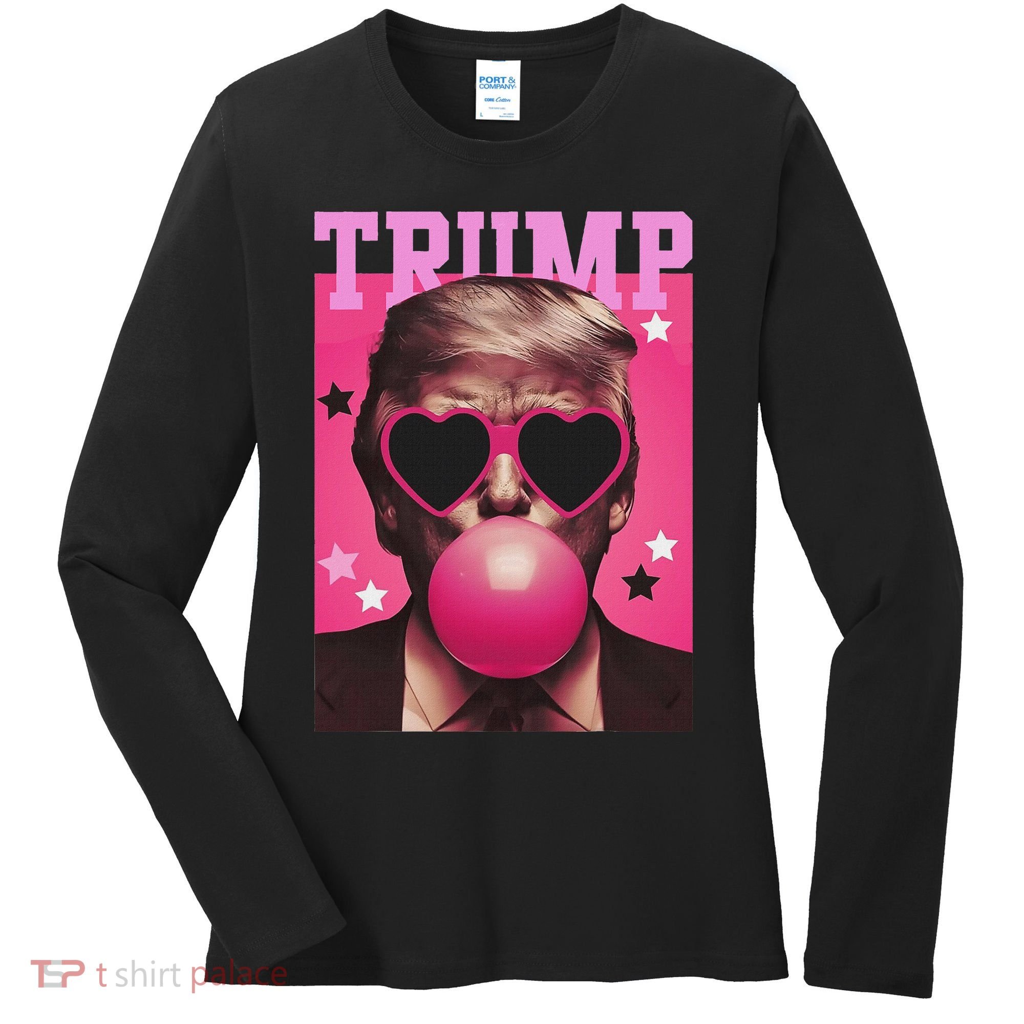 Funny Trump B.U.B.B.L.E Gum Sunglass Heart Women's Long Sleeve Shirt