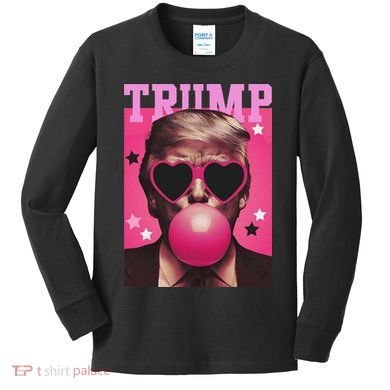 Funny Trump B.U.B.B.L.E Gum Sunglass Heart Kids Long Sleeve Shirt