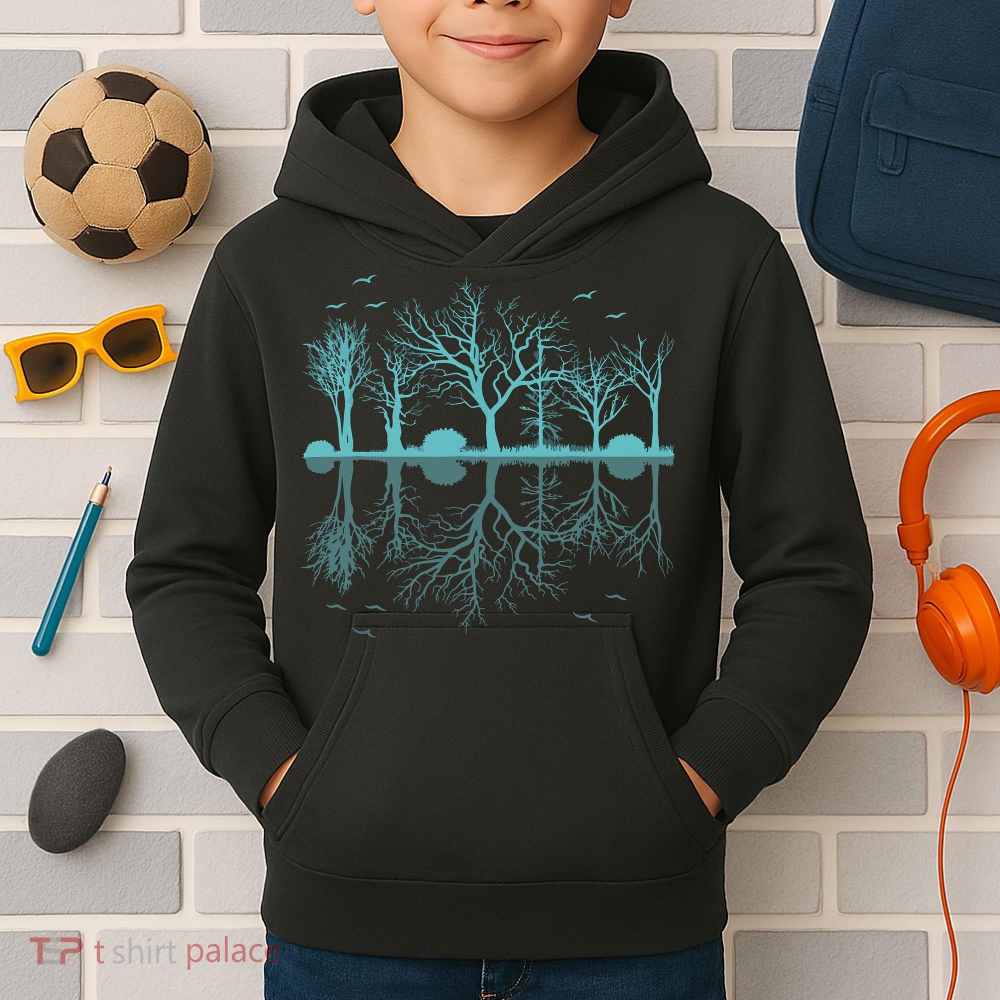 Forest Trees Birds Nature Lovers Wildlife Camping Kids Hoodie