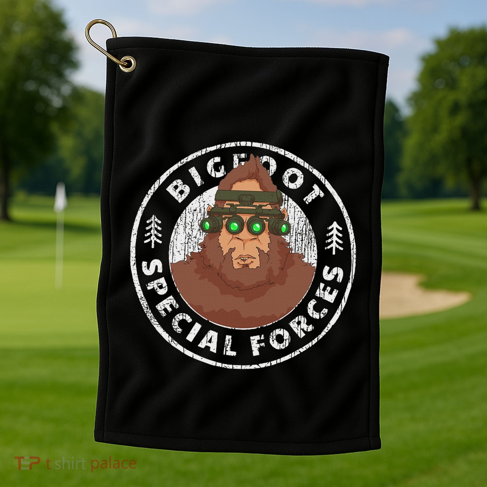 Funny Tactical Bigfoot Special Forces Hide And Seek Champion Golf Towel