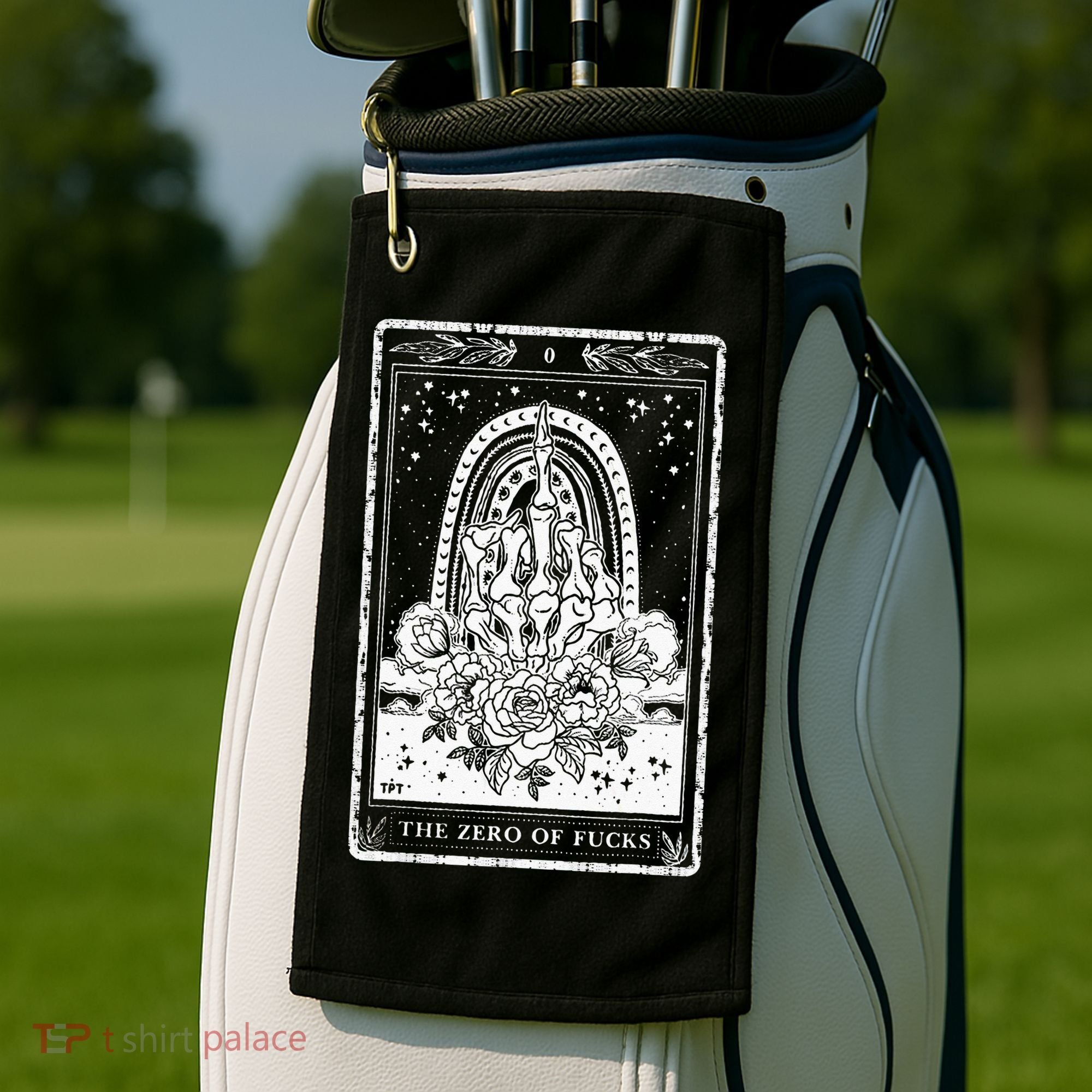 Funny Tarot Card Zero Of Fucks Occult Tarot Reader Reading Golf Towel