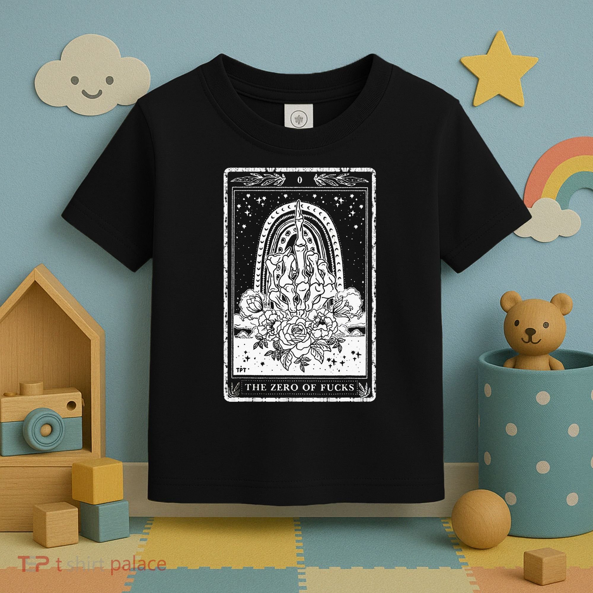Funny Tarot Card Zero Of Fucks Occult Tarot Reader Reading Toddler T-Shirt