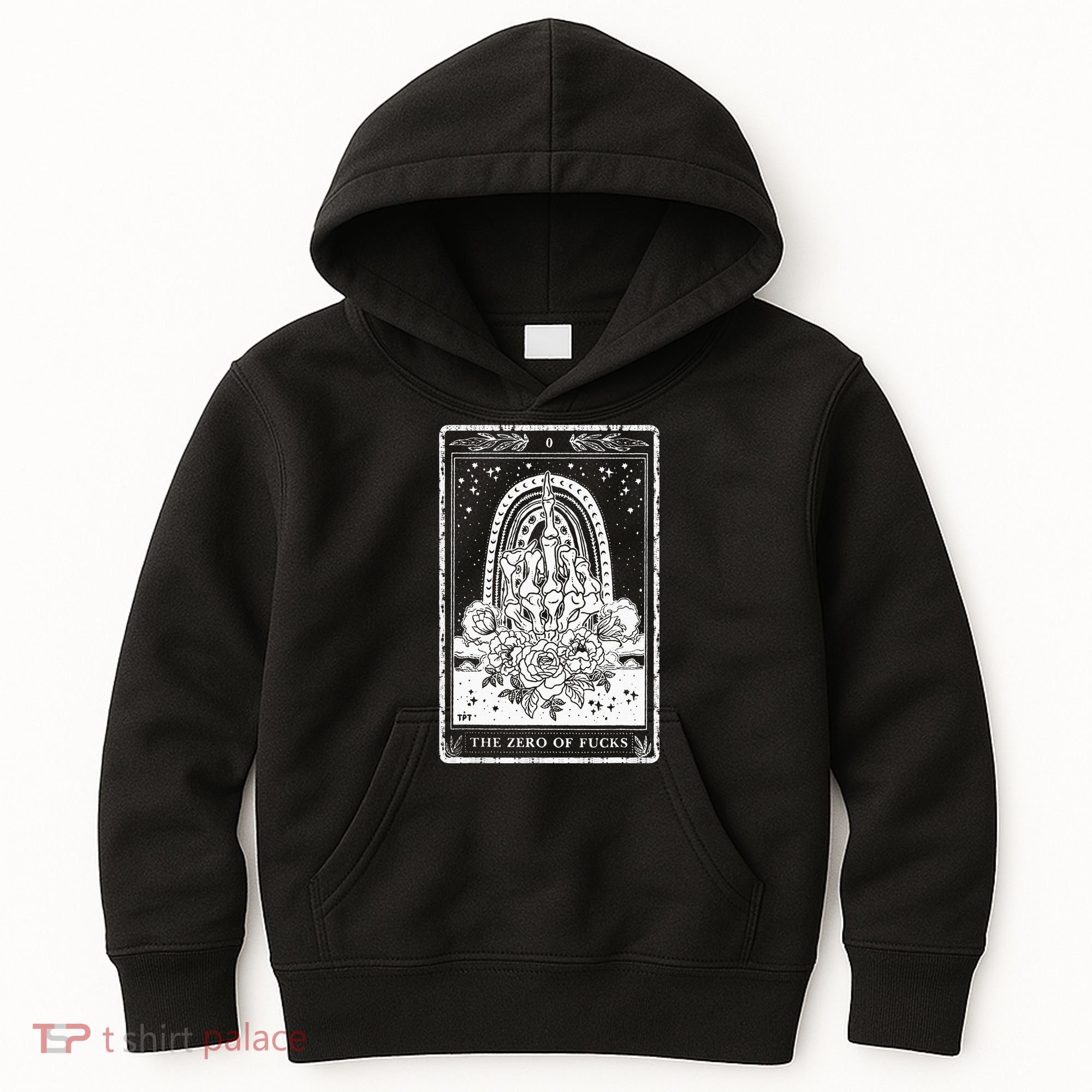 Funny Tarot Card Zero Of Fucks Occult Tarot Reader Reading Kids Hoodie