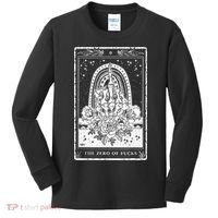 Funny Tarot Card Zero Of Fucks Occult Tarot Reader Reading Kids Long Sleeve Shirt thumb 0