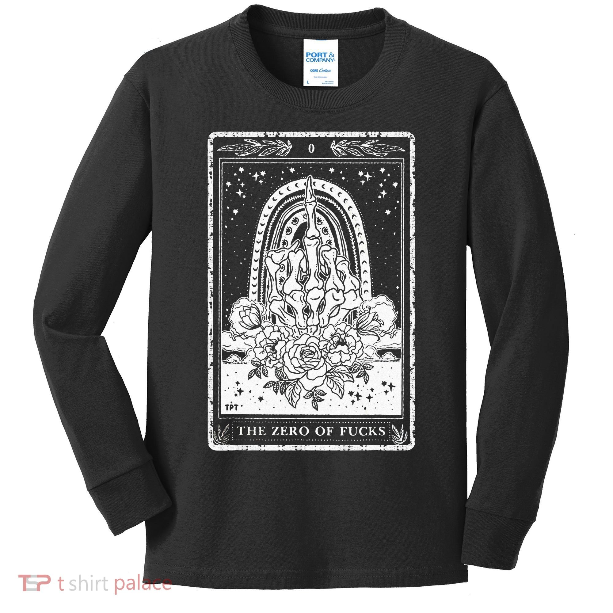 Funny Tarot Card Zero Of Fucks Occult Tarot Reader Reading Kids Long Sleeve Shirt