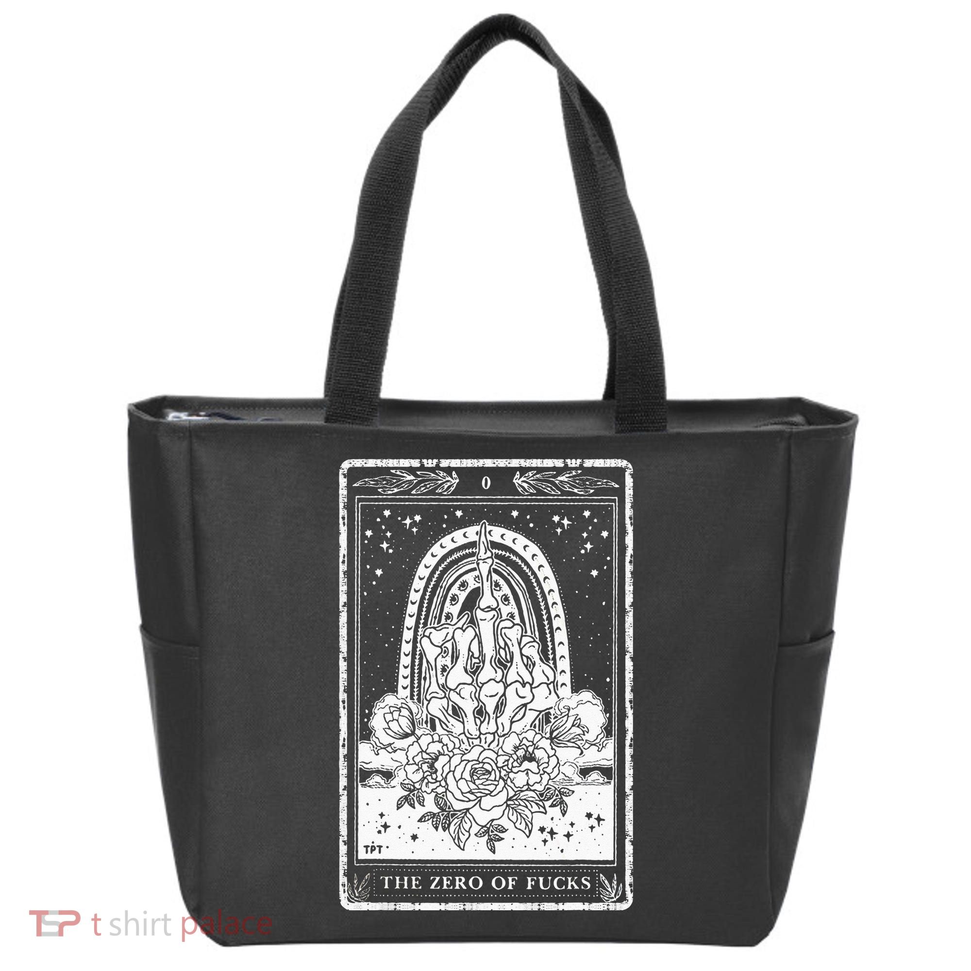 Funny Tarot Card Zero Of Fucks Occult Tarot Reader Reading Tote Bag