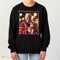 Funny Trump Christmas Sweater For Cat Lovers Women's Sweatshirt thumb 0