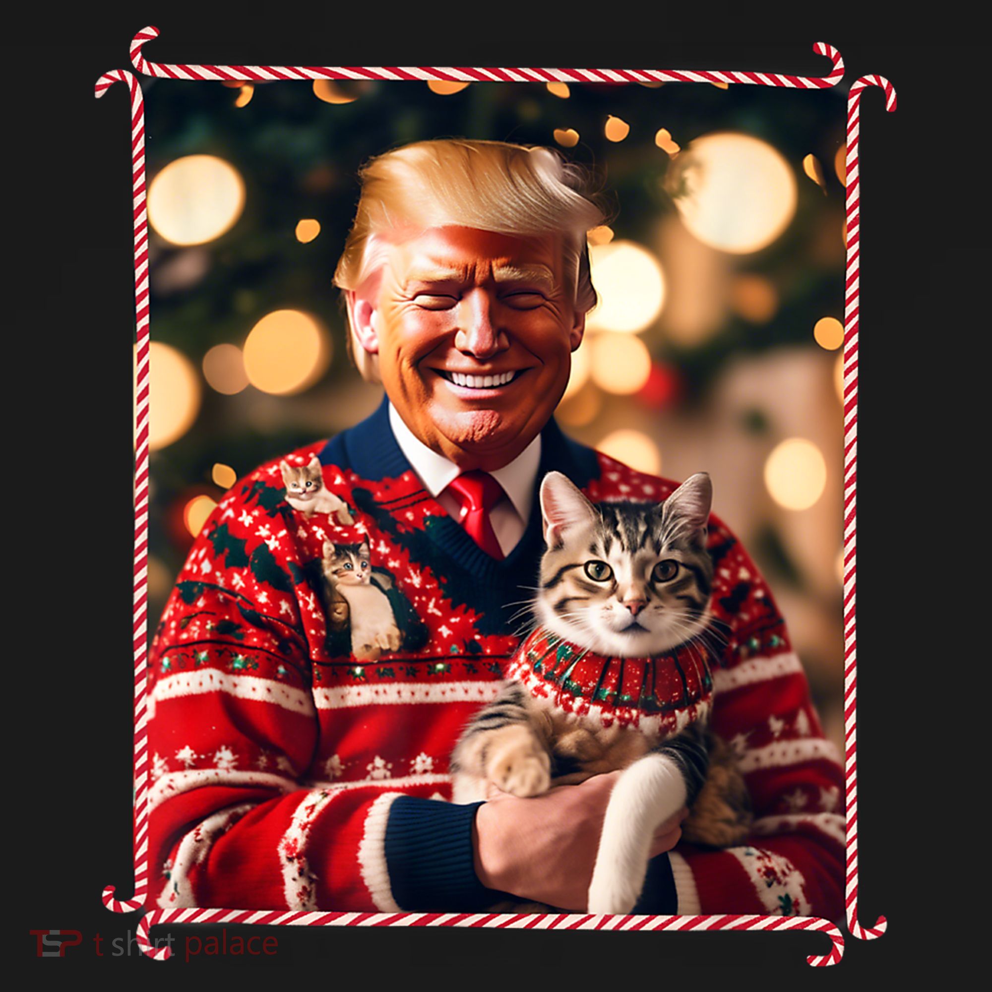 Funny Trump Christmas Sweater For Cat Lovers USA-Made Doggie Bandana