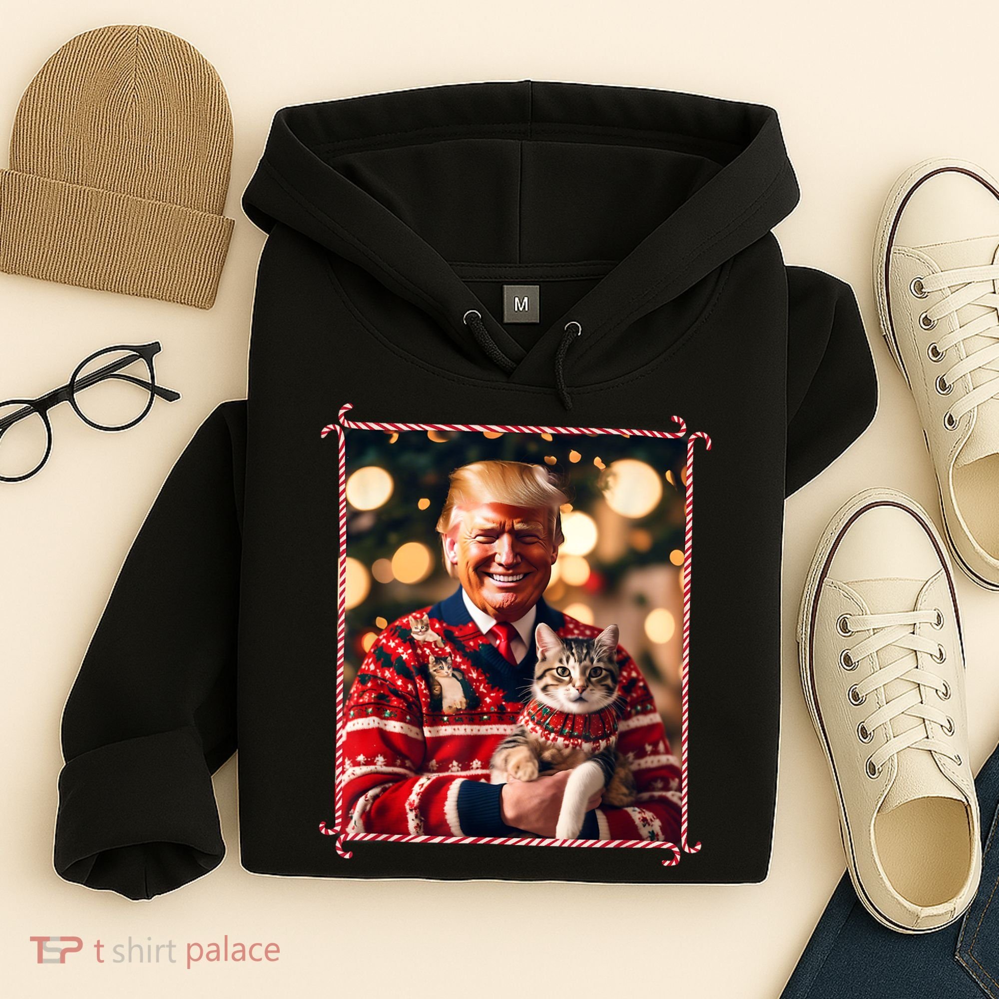 Funny Trump Christmas Sweater For Cat Lovers Hoodie