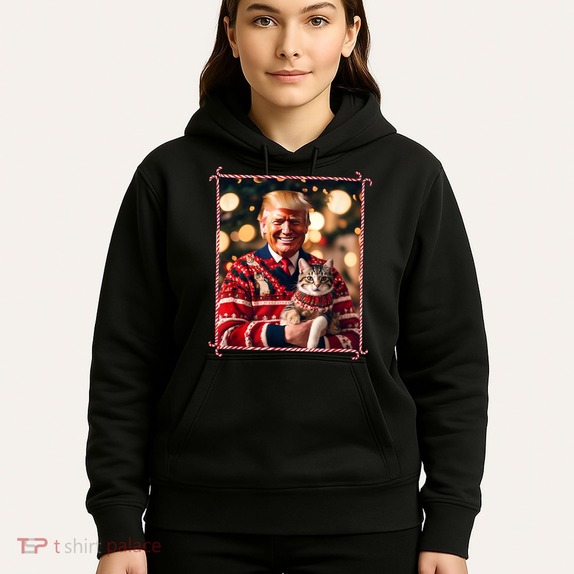 Funny Trump Christmas Sweater For Cat Lovers Hoodie