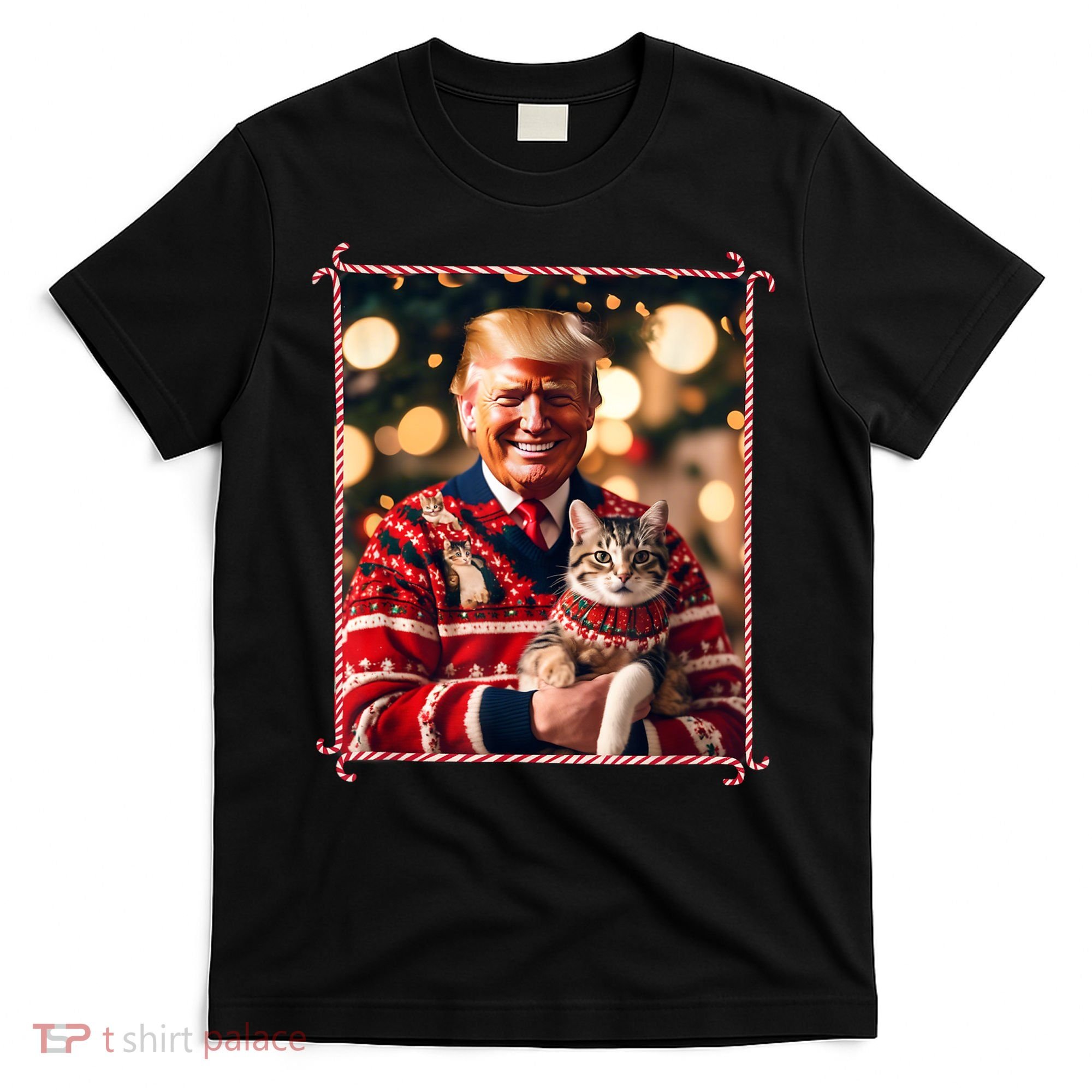Funny Trump Christmas Sweater For Cat Lovers T-Shirt