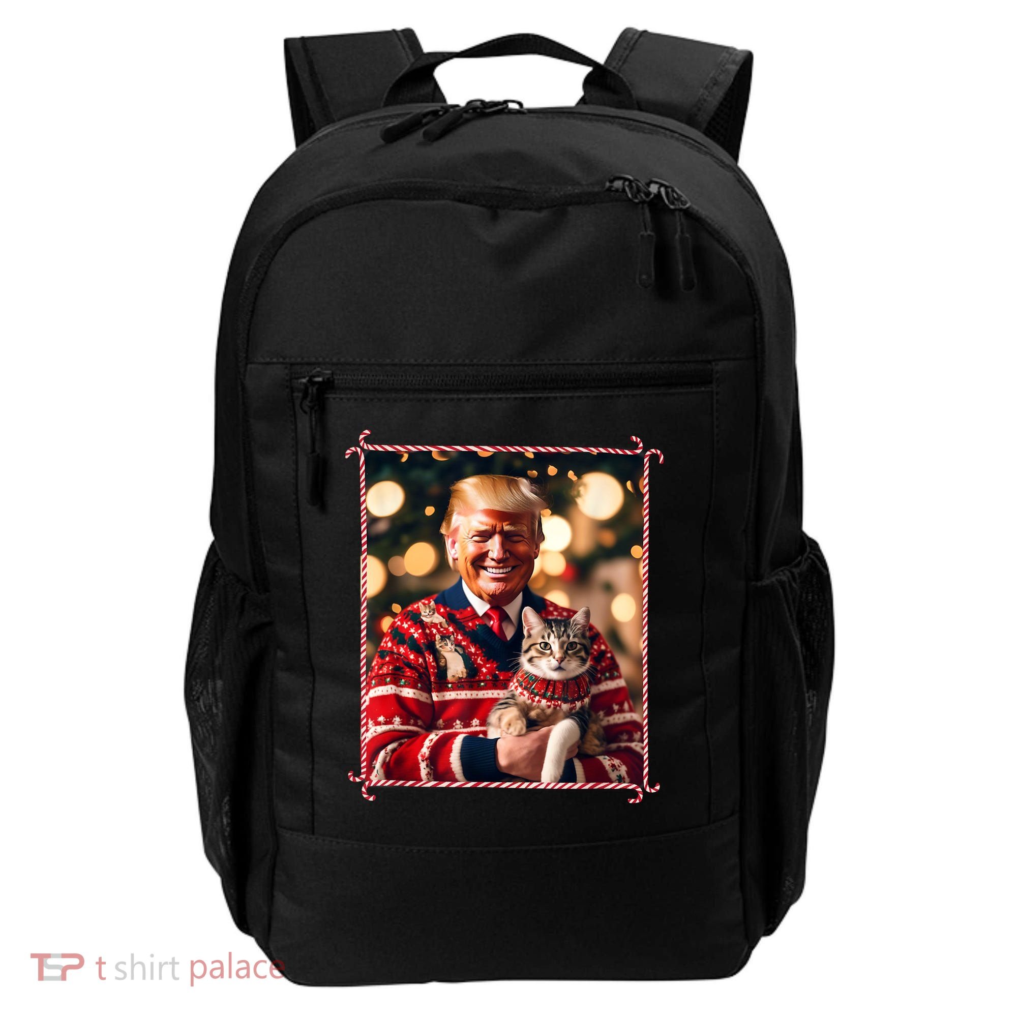 Funny Trump Christmas Sweater For Cat Lovers Backpack
