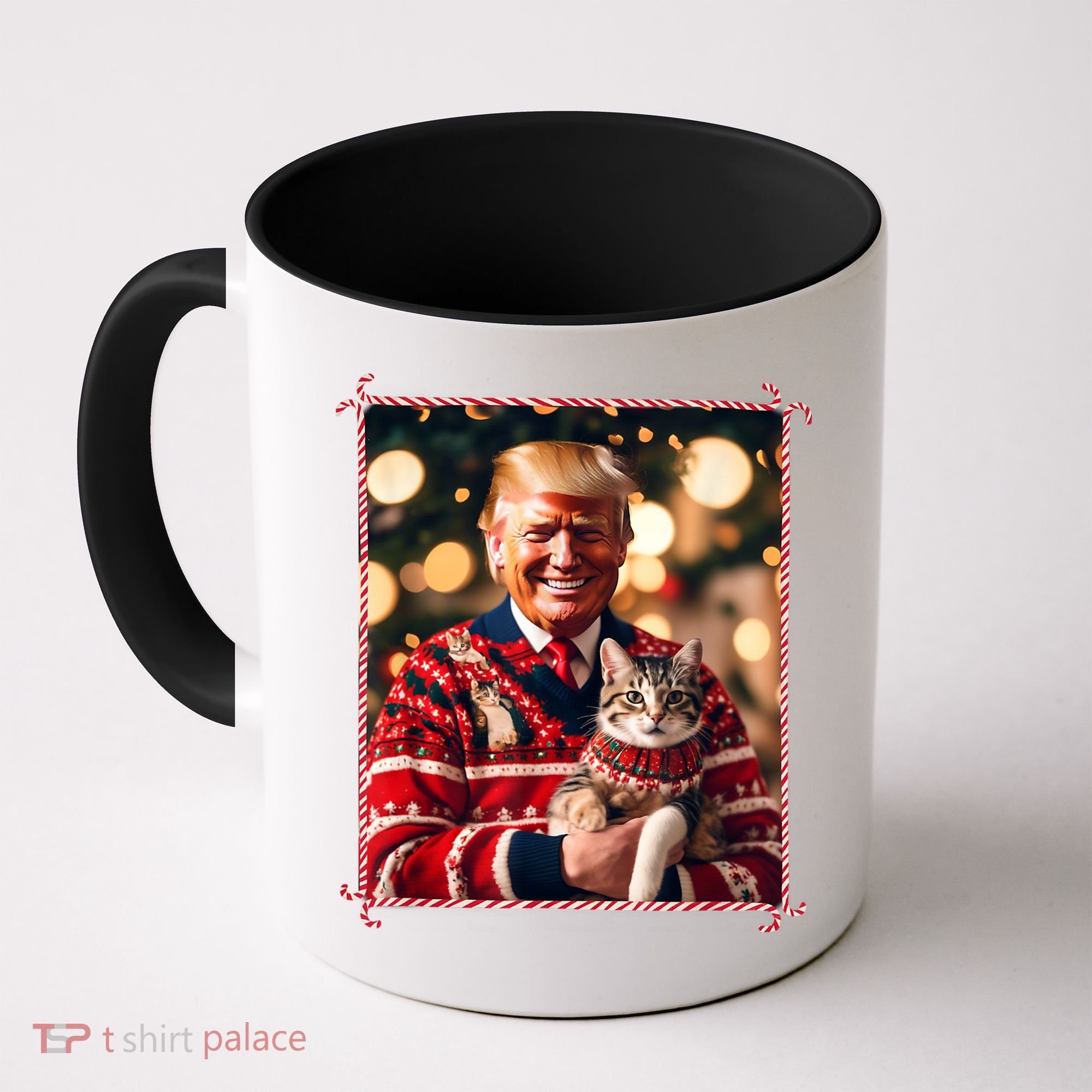 Funny Trump Christmas Sweater For Cat Lovers Coffee Mug