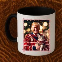 Funny Trump Christmas Sweater For Cat Lovers Coffee Mug thumb 2