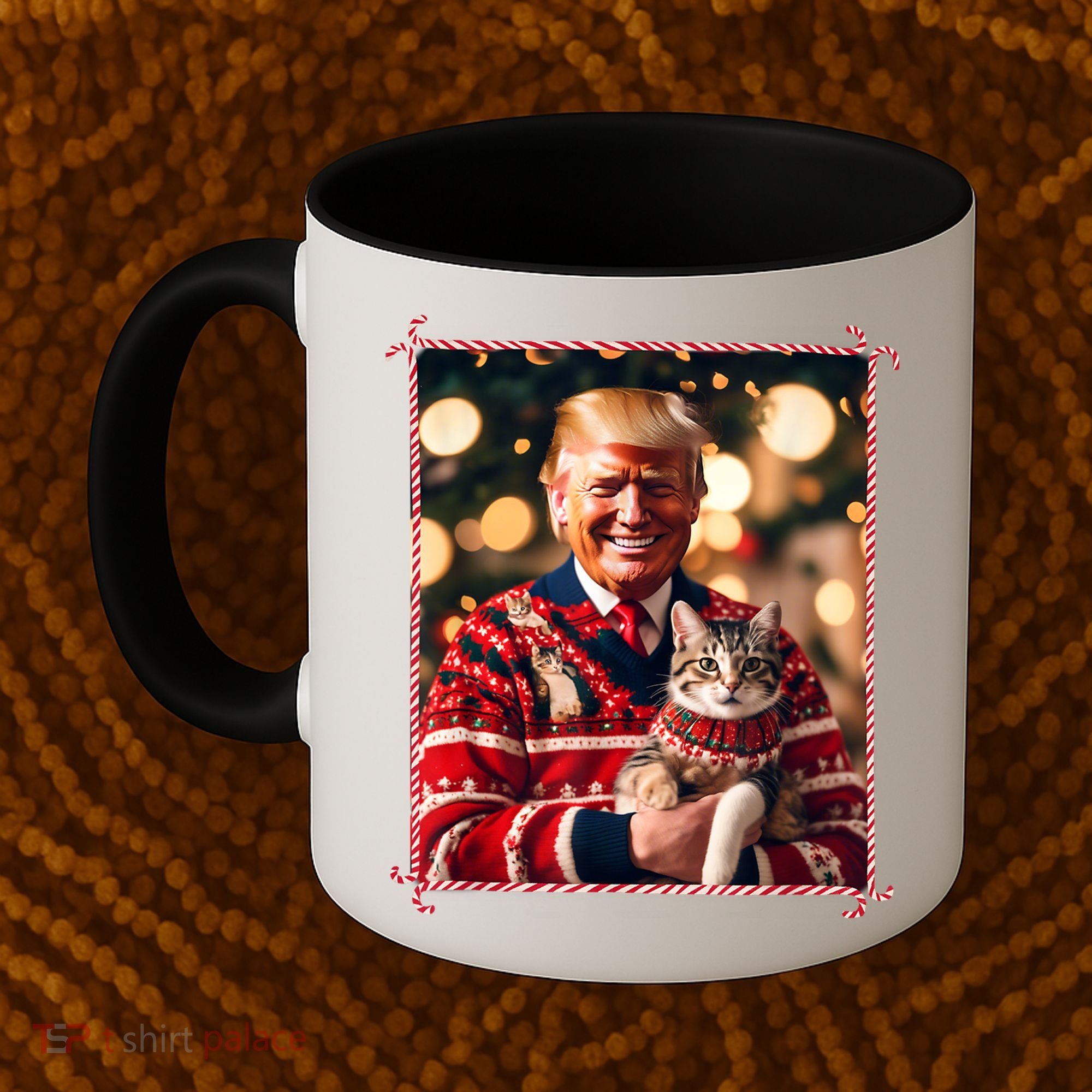 Funny Trump Christmas Sweater For Cat Lovers Coffee Mug