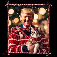 Funny Trump Christmas Sweater For Cat Lovers Women's Hoodie thumb 2