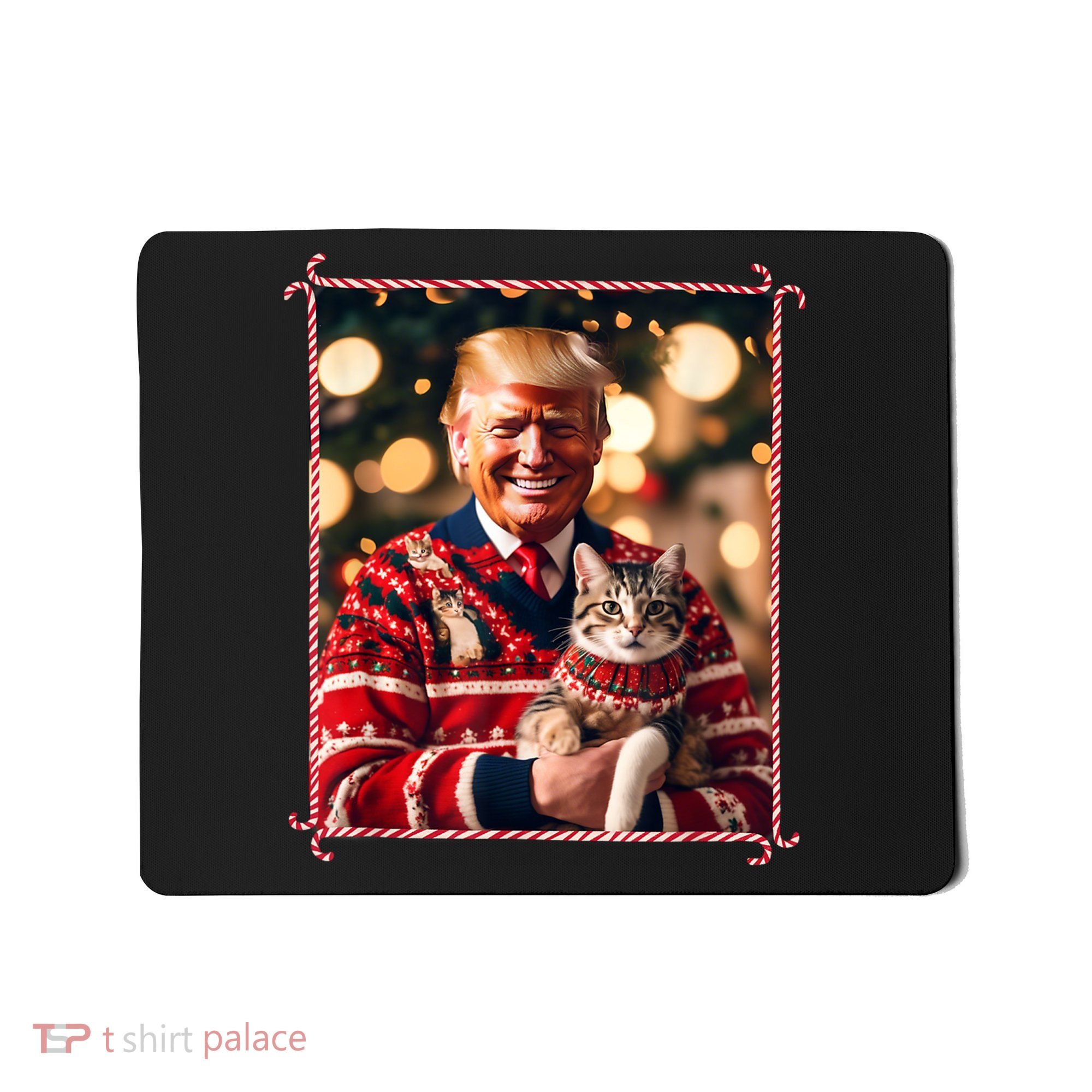 Funny Trump Christmas Sweater For Cat Lovers Mousepad