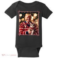Funny Trump Christmas Sweater For Cat Lovers Baby Bodysuit thumb 0