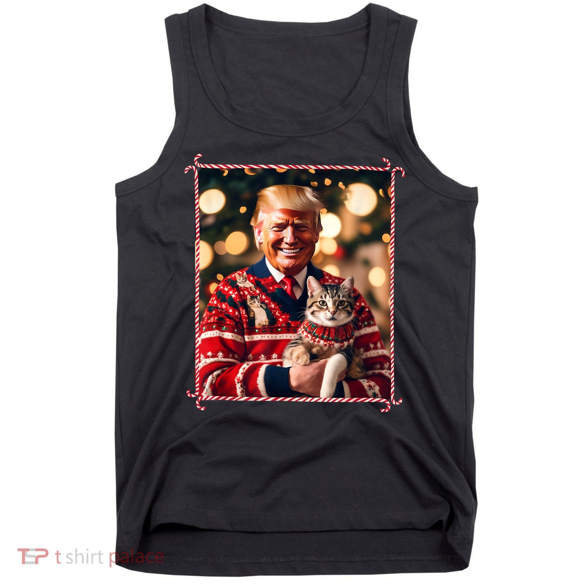 Funny Trump Christmas Sweater For Cat Lovers Tank Top