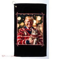 Funny Trump Christmas Sweater For Cat Lovers Golf Towel thumb 0