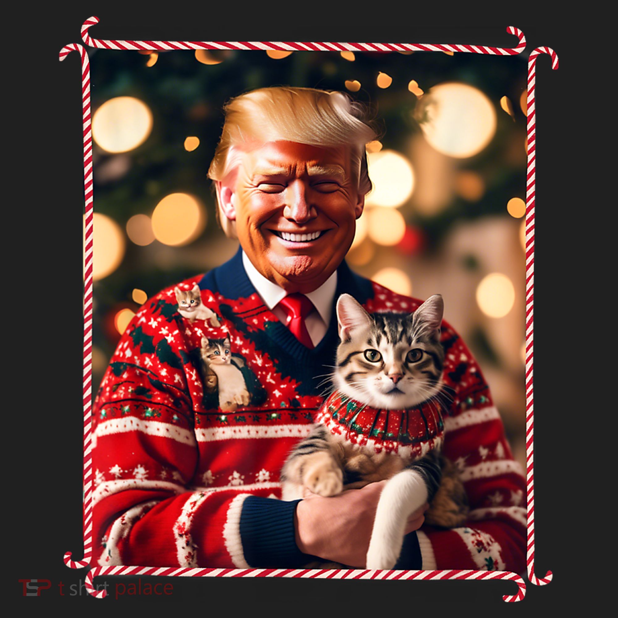 Funny Trump Christmas Sweater For Cat Lovers Golf Towel