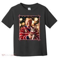 Funny Trump Christmas Sweater For Cat Lovers Toddler T-Shirt thumb 0