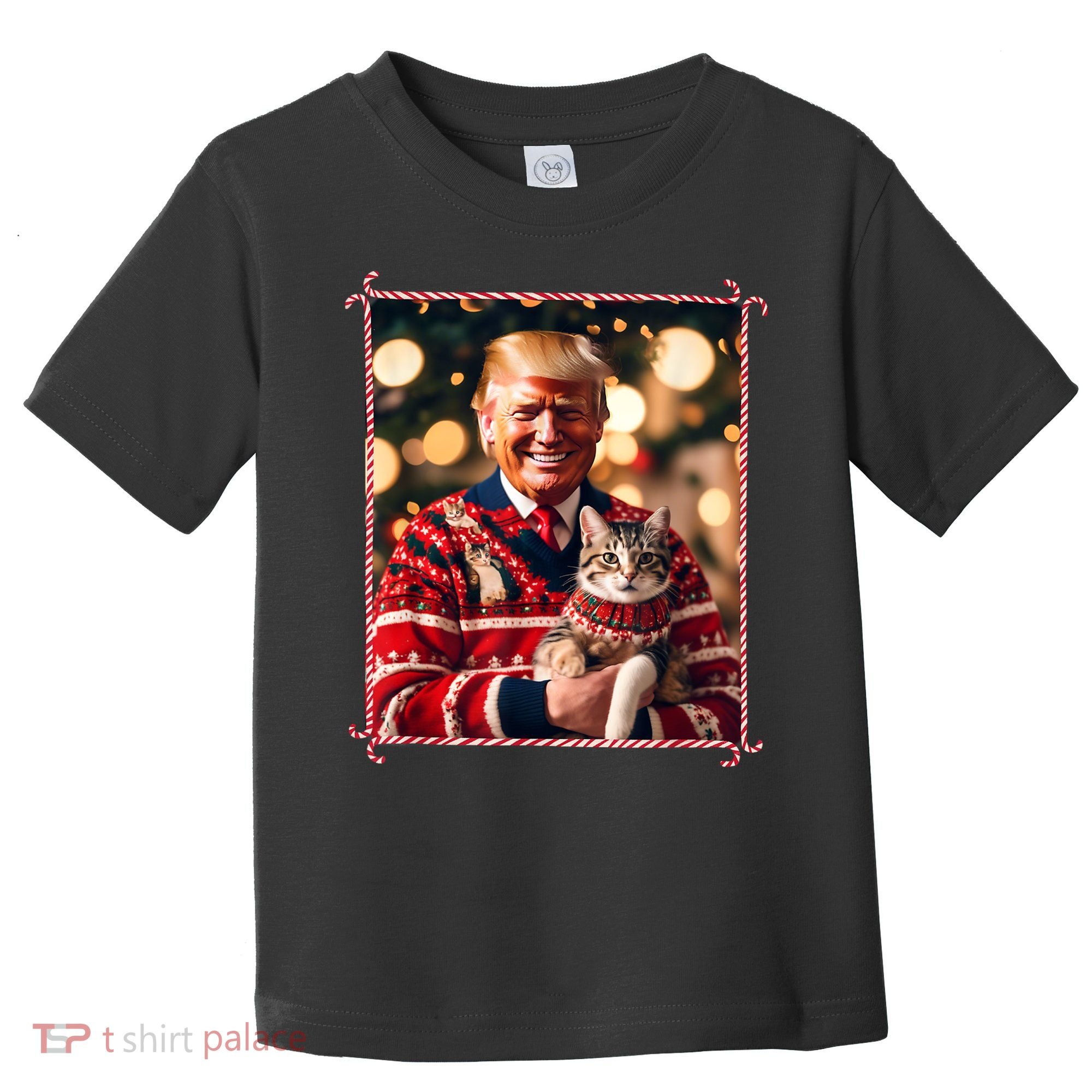 Funny Trump Christmas Sweater For Cat Lovers Toddler T-Shirt