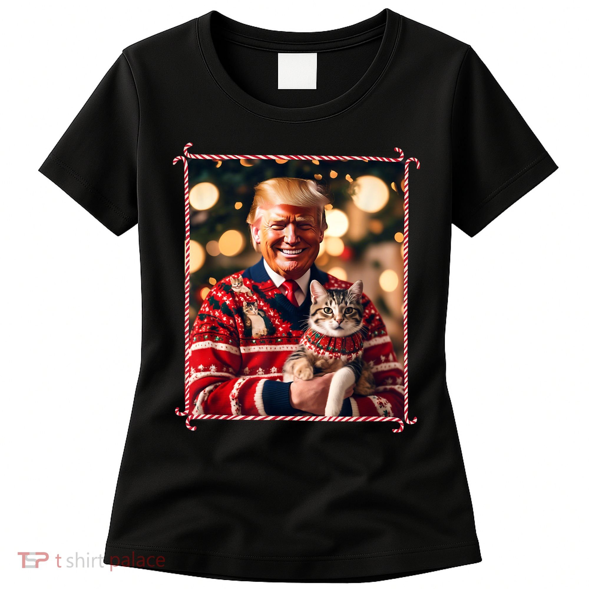 Funny Trump Christmas Sweater For Cat Lovers Women's T-Shirt