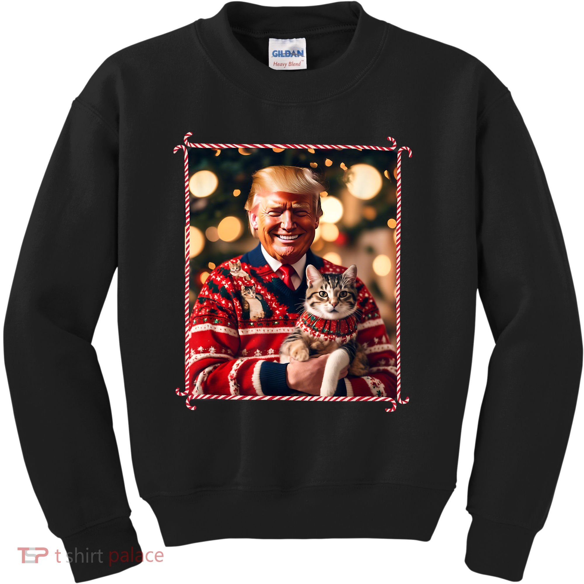 Funny Trump Christmas Sweater For Cat Lovers Kids Sweatshirt