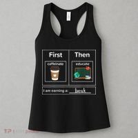 First Then Caffeinate Educate I Am Earning A Break Teacher Women's Tank Top thumb 3