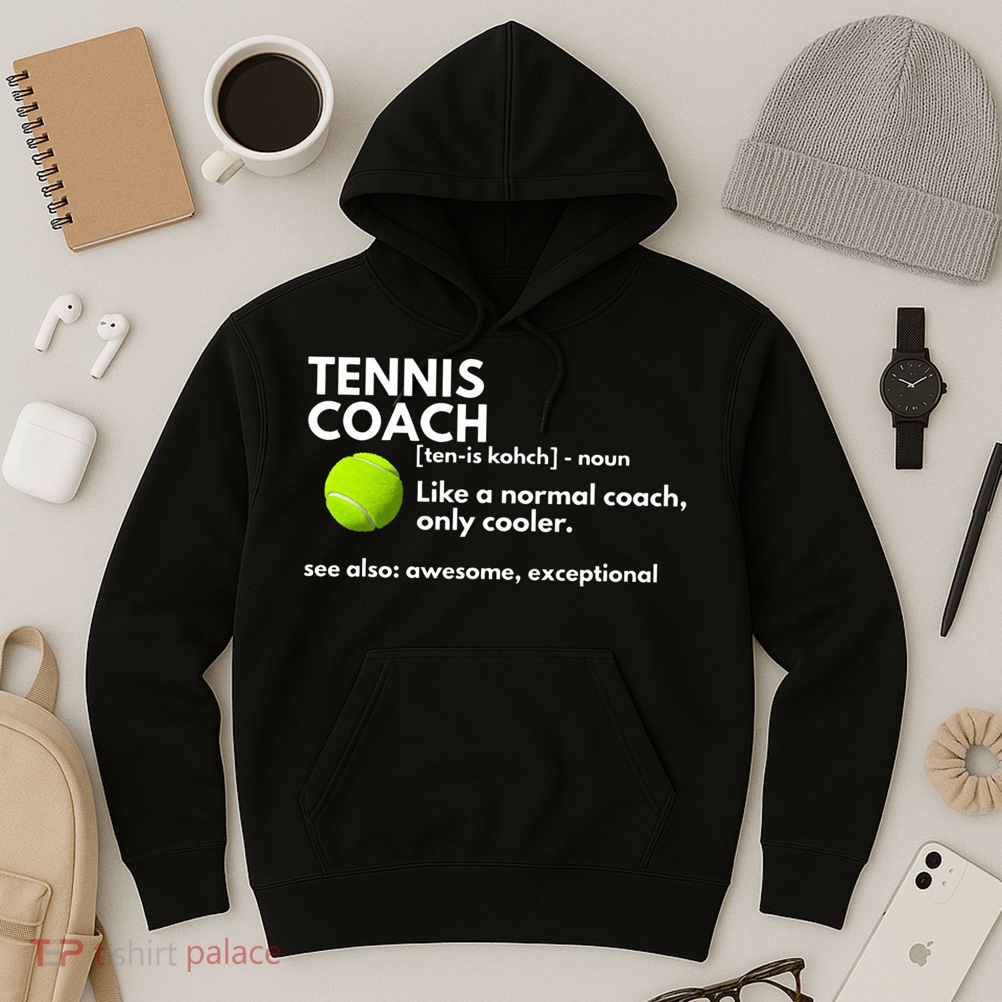 Funny Tennis Coach Definition Coaching Gift Hoodie
