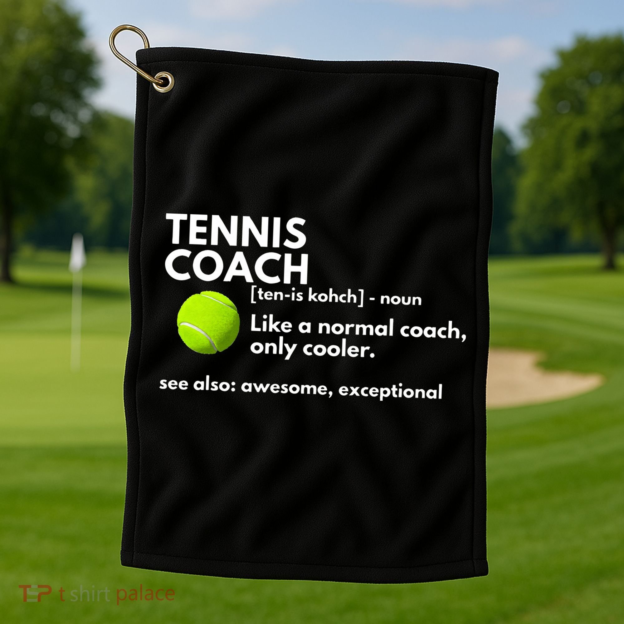 Funny Tennis Coach Definition Coaching Gift Golf Towel