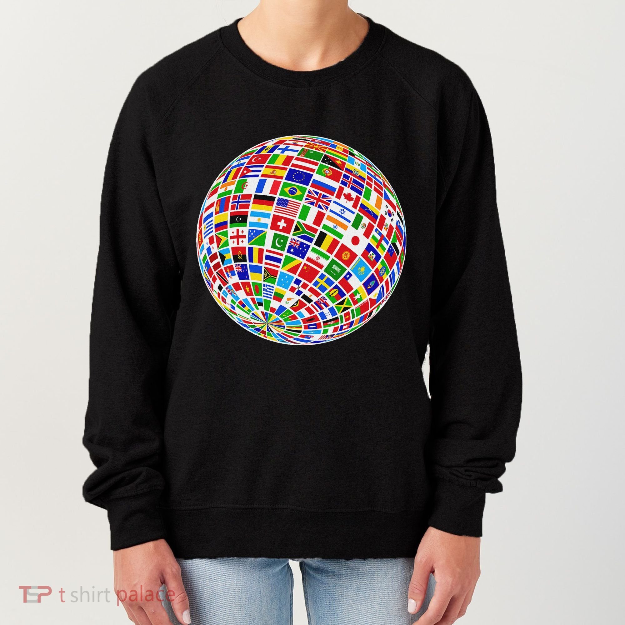 Flags The Countries Of The World Globe Earth World Flags Women's Sweatshirt
