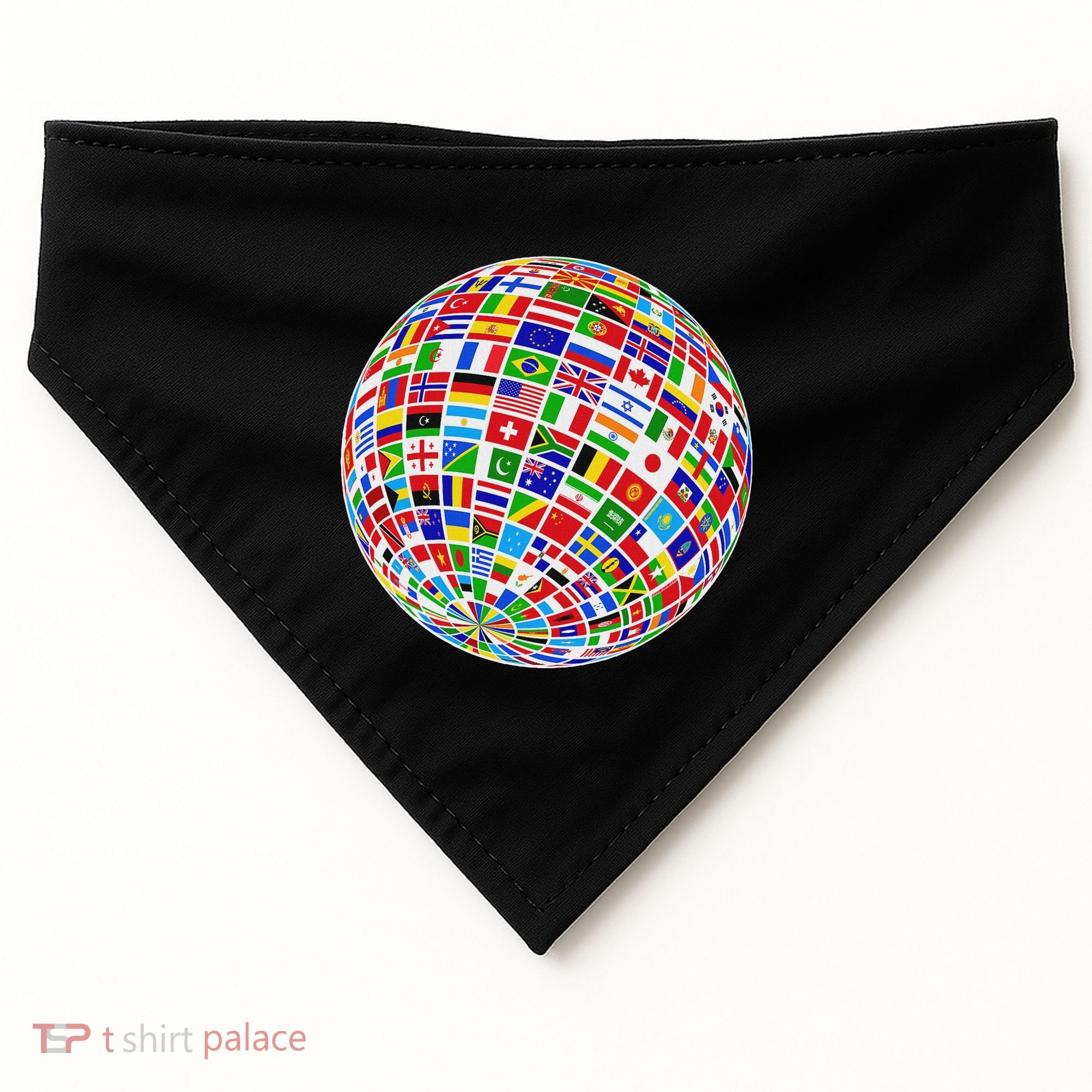 Flags The Countries Of The World Globe Earth World Flags USA-Made Doggie Bandana