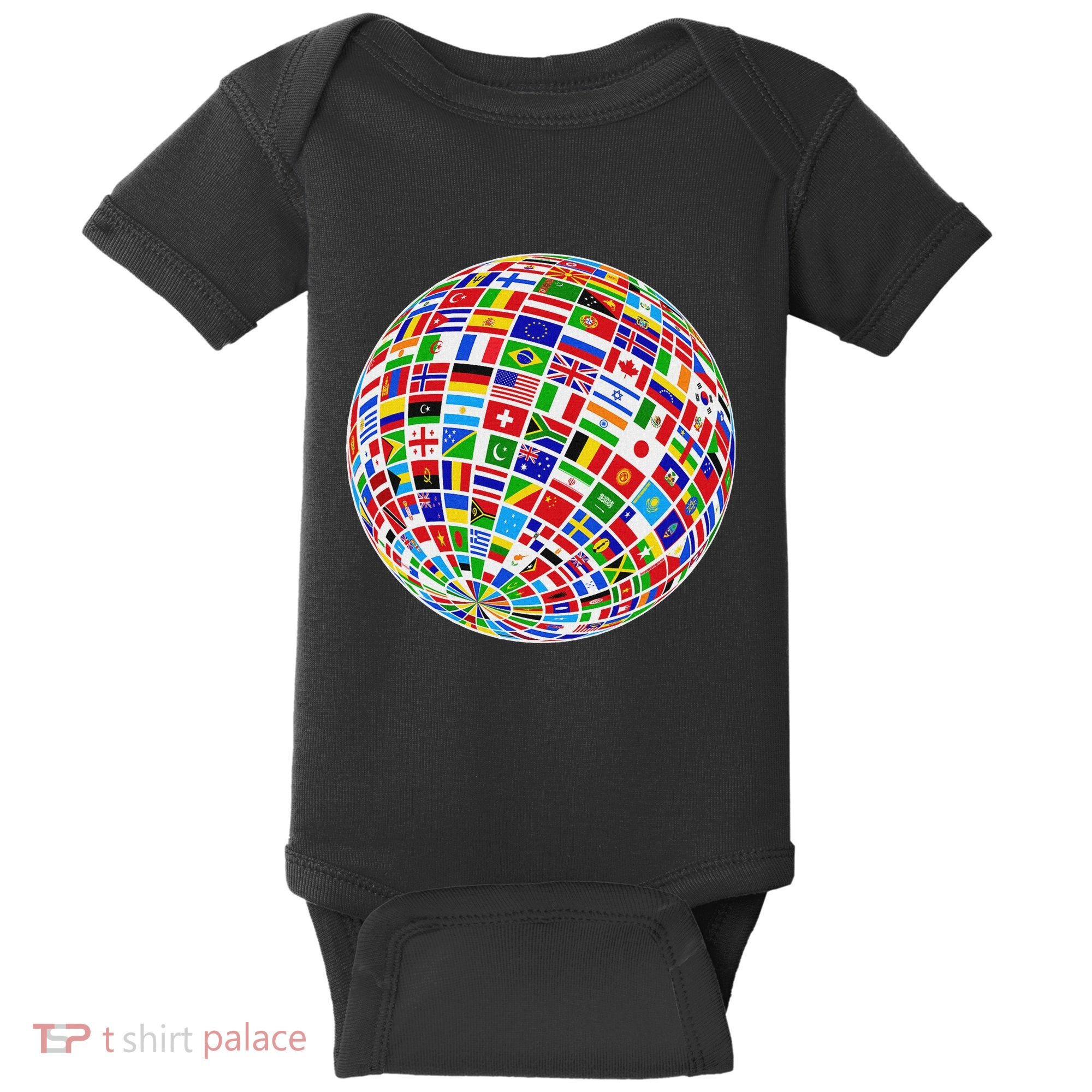 Flags The Countries Of The World Globe Earth World Flags Baby Bodysuit