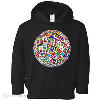 Flags The Countries Of The World Globe Earth World Flags Toddler Hoodie