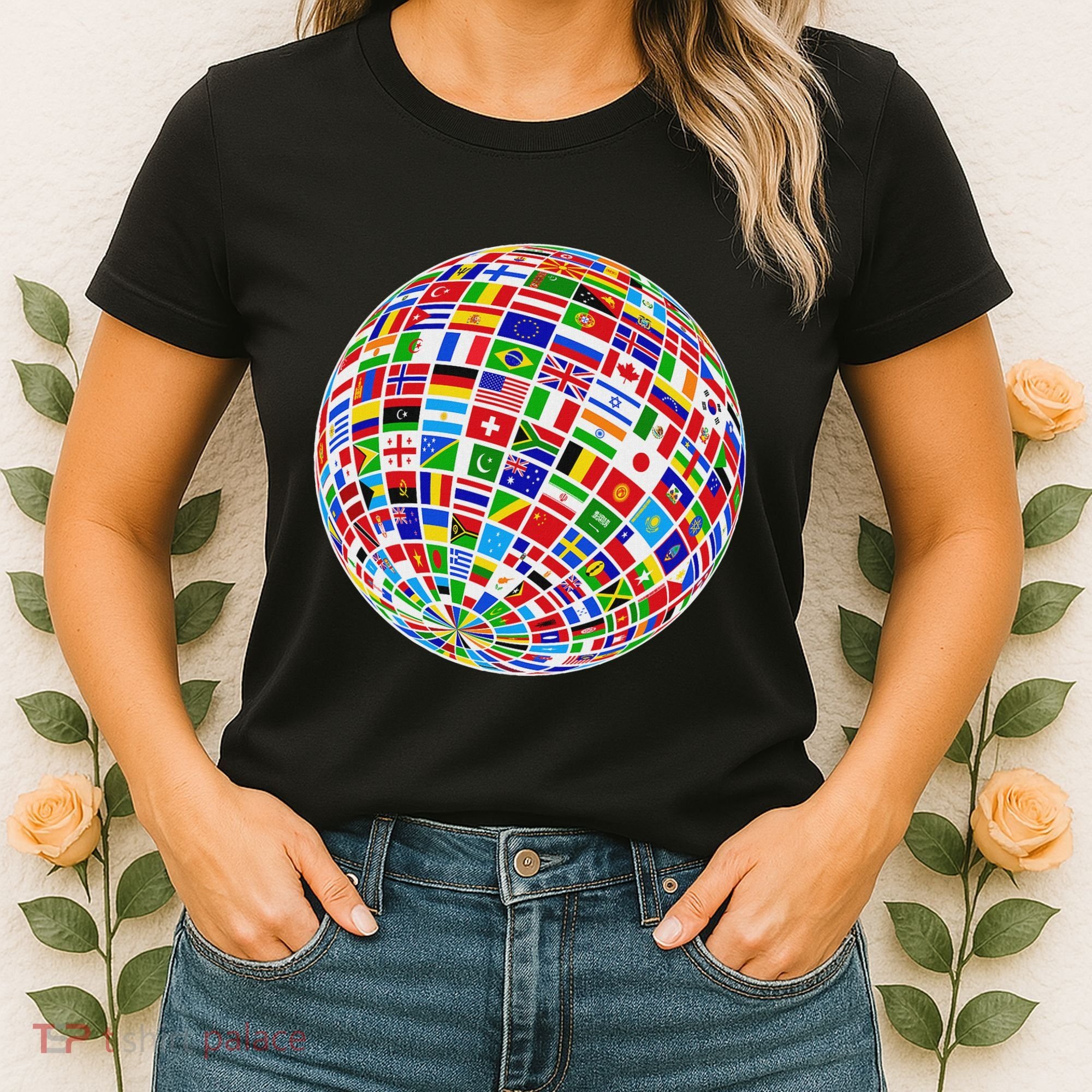 Flags The Countries Of The World Globe Earth World Flags Women's T-Shirt