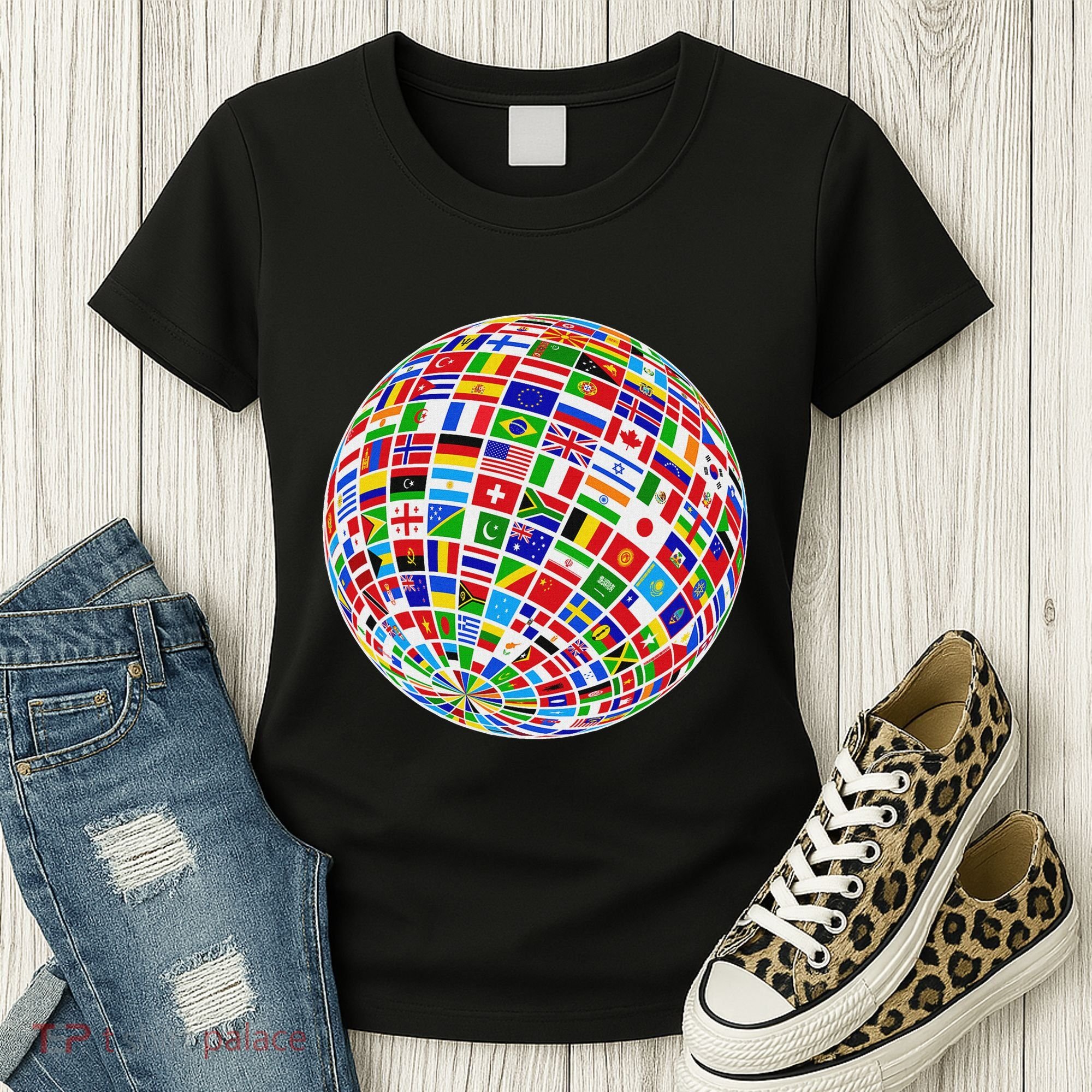 Flags The Countries Of The World Globe Earth World Flags Women's T-Shirt