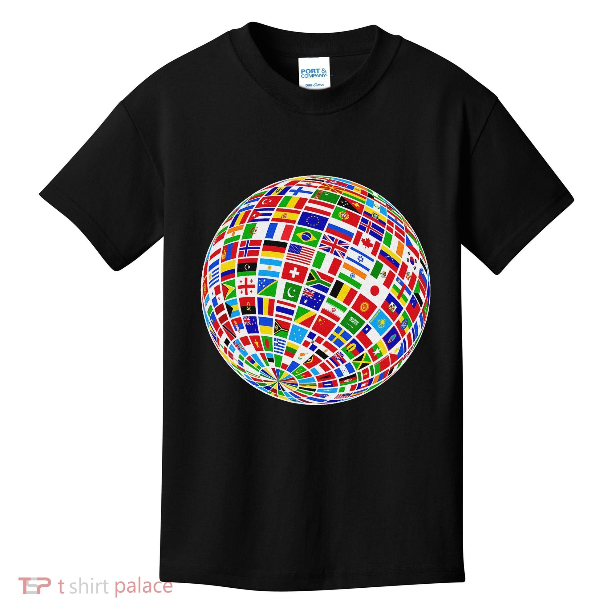 Flags The Countries Of The World Globe Earth World Flags Kids T-Shirt