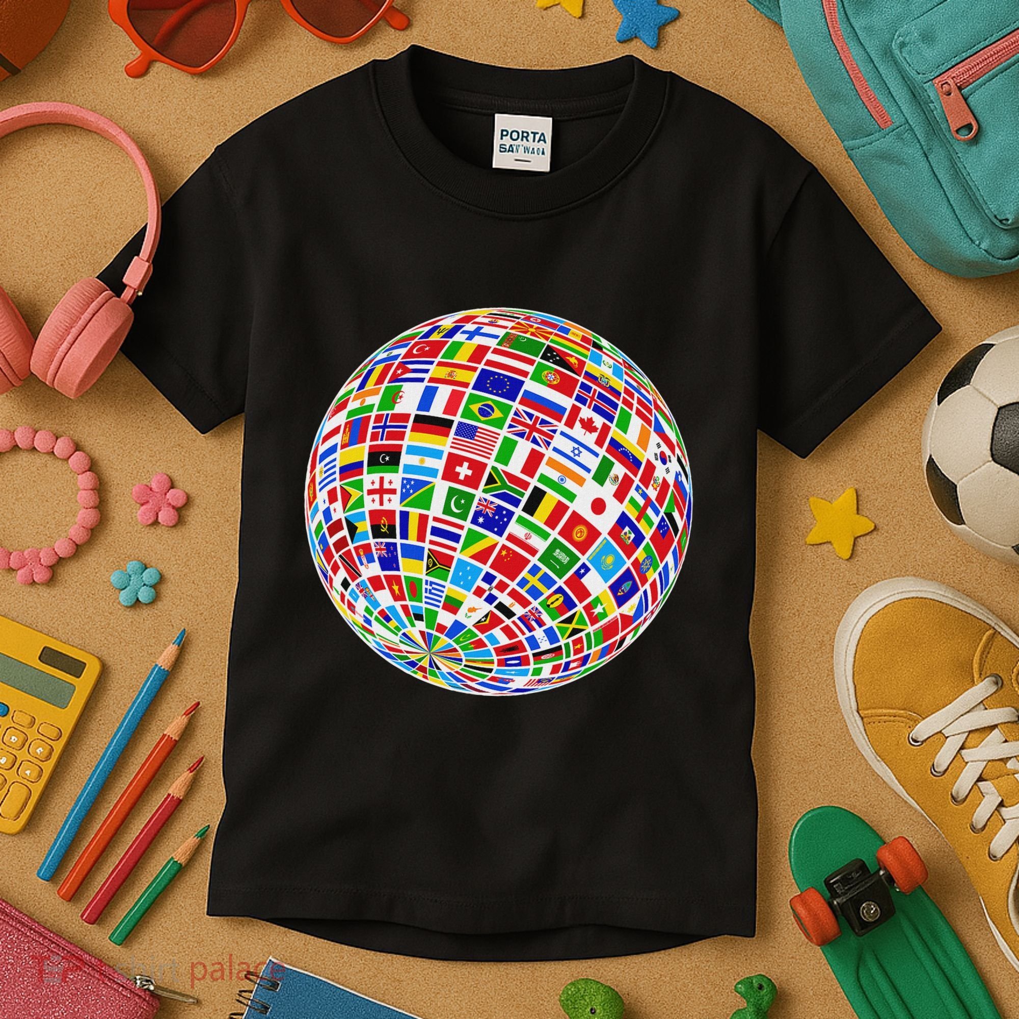 Flags The Countries Of The World Globe Earth World Flags Kids T-Shirt