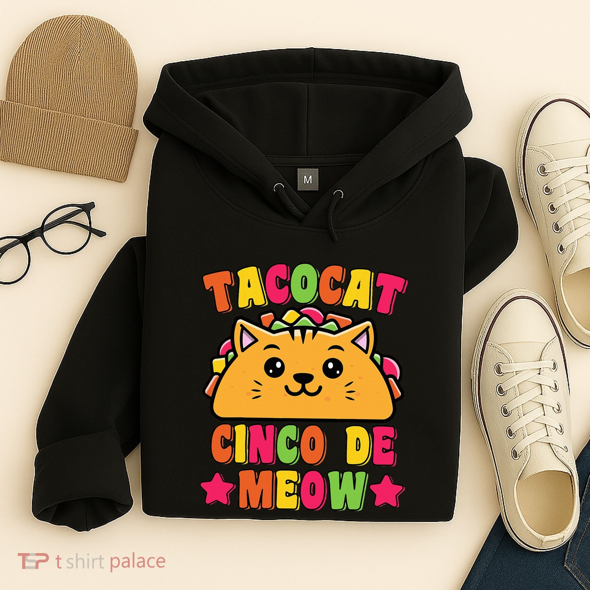 Funny Taco Cat Pun Tacocat Cute Taco Lover Cinco De Meow Hoodie