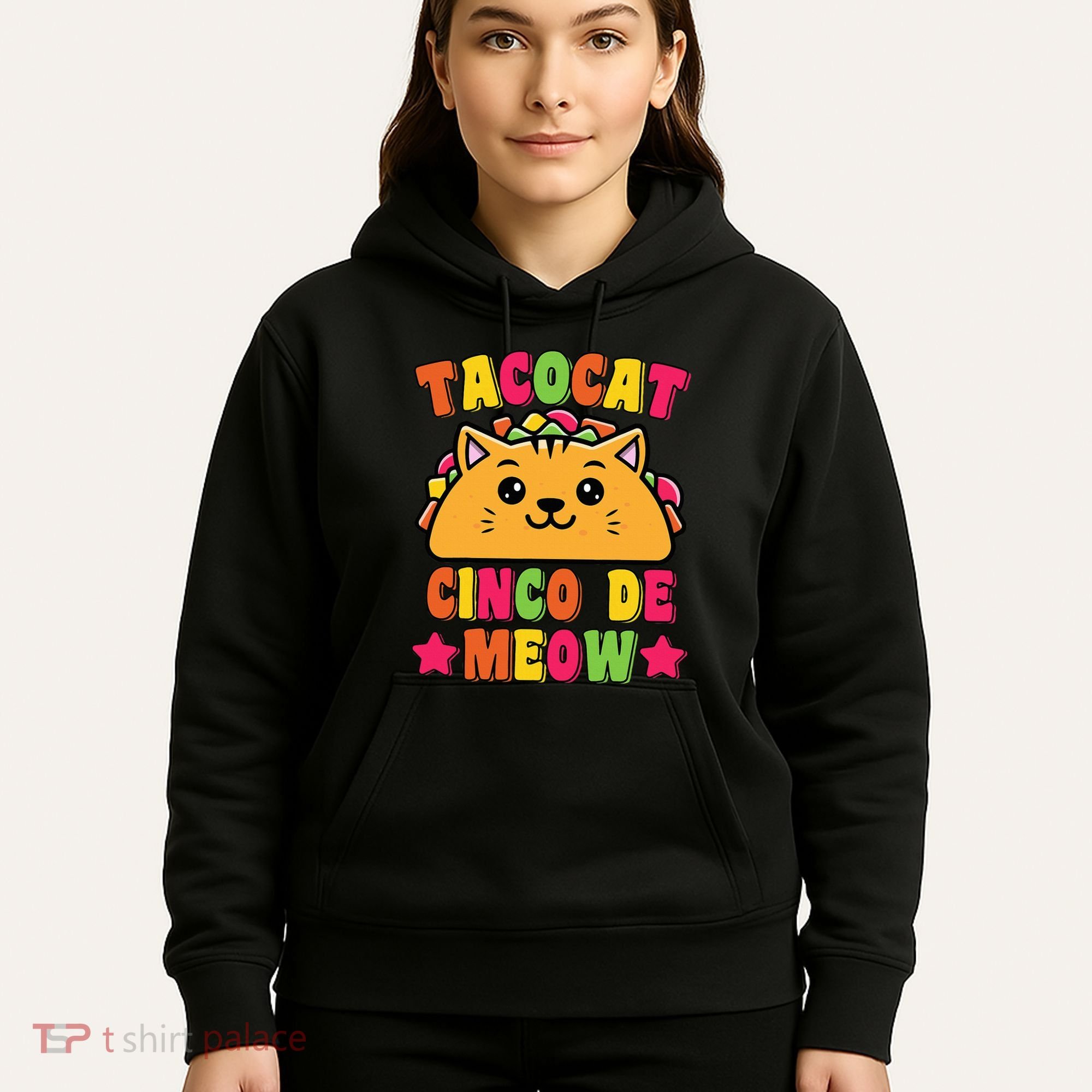 Funny Taco Cat Pun Tacocat Cute Taco Lover Cinco De Meow Hoodie